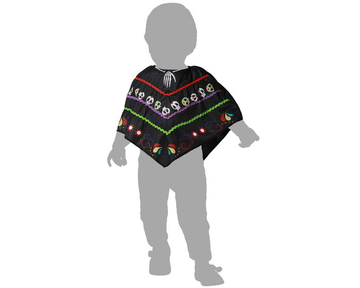 Déguisement Poncho Bébé Crâne Mexicain Coloré - 24 Mois - Enfant - Polyester - Halloween, Fiesta, Jour des Morts Déguisement Poncho Bébé Crâne Mexicain Coloré - 24 Mois - Enfant - Polyester - Halloween, Fiesta, Jour des Morts