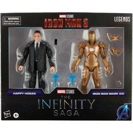 HASBRO Blister 2 figurines Happy Hogan et Iron Man Mark XXI Iron Man 3 The Infinity Saga Marvel 15cm