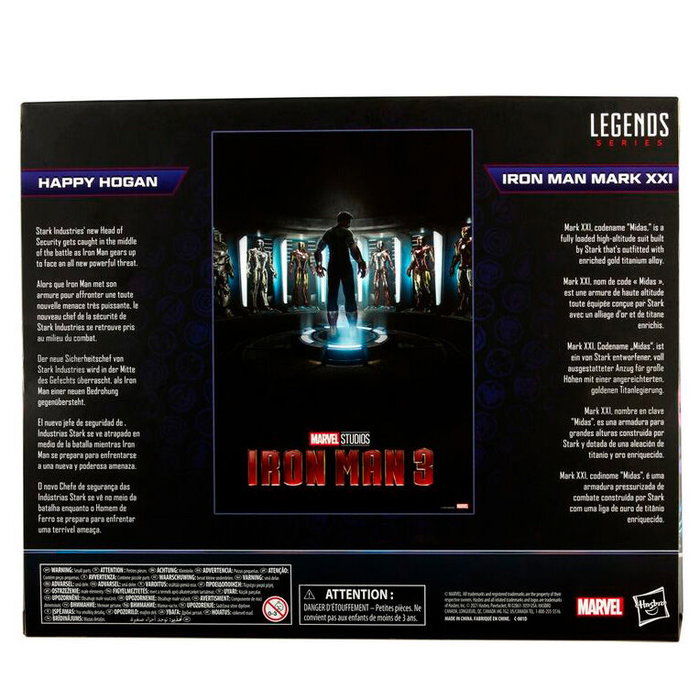 Hasbro - Figurines articulées Happy Hogan et Iron Man Mark XXI avec accessoires - Iron Man 3 The Infinity Saga Marvel - 15 cm