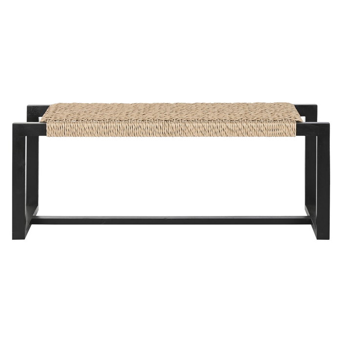 Banquette Home ESPRIT Noir Fibre synthétique Fibre bois de teck 120 x 40 x 45 cm