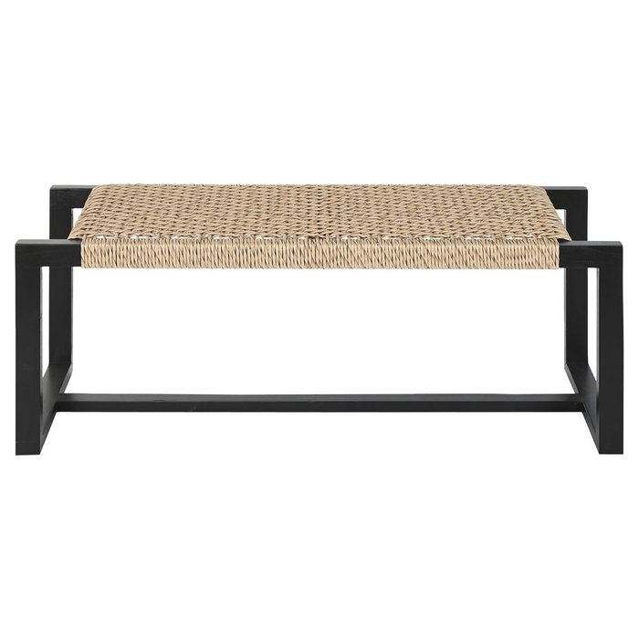 Banquette Home ESPRIT Noir Fibre synthétique Fibre bois de teck 120 x 40 x 45 cm