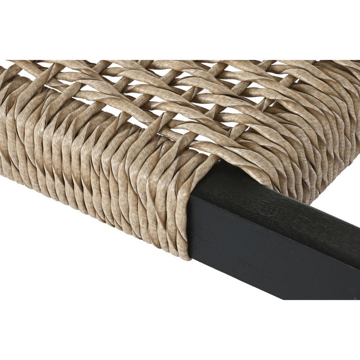 Banquette Home ESPRIT Noir Fibre synthétique Fibre bois de teck 120 x 40 x 45 cm