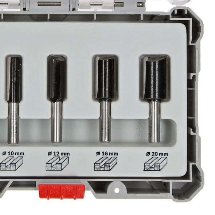 Bosch Professional Coffret de 6 fraises droites Ø12/16/20 mm, queue de 6 mm