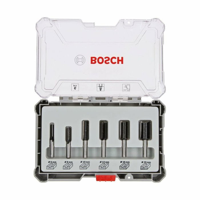 Bosch Professional Coffret de 6 fraises droites Ø12/16/20 mm, queue de 6 mm