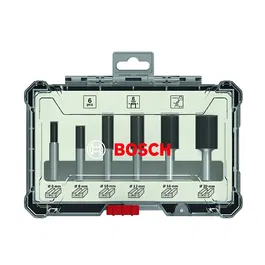 Bosch Professional Coffret de 6 Fraises Droites Carbure 2607017465 - Diamètres 12/16/20 mm - Queue 6 mm - Pour Bois Tendre, Dur et Matériaux Composites