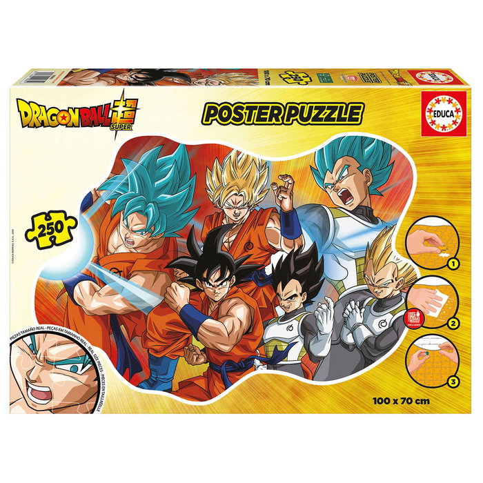 Educa - Poster Puzzle 250 Pièces Dragon Ball, 100 x 70 cm, avec Colle FIX PUZZLE, Puzzle à Coller et Accrocher, +8 ans
