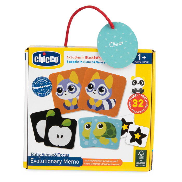 Chicco Jeu de Mémoire Évolutif 32 Cartes Montessori +12 Mois Papier FSC Espagnol 00012560000000