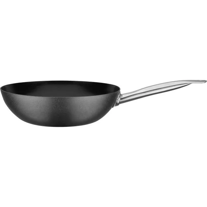 GSW Avanti - Wok en acier carbone de 28 cm compatible induction - Poignée rivetée et passe au four - Idéal pour la cuisson à haute température