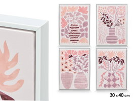 GIFTDECOR Tableau sur toile Cadre Blanc Vases Roses Surt4