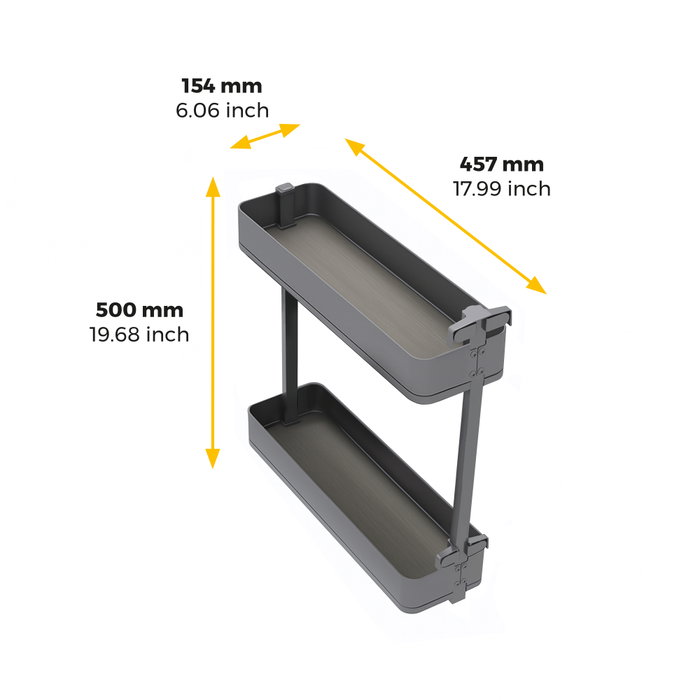 Emuca Porte-bouteilles latéral extractible Harmony avec fermeture amortie, Module largeur 200mm hauteur 700mm, Acier et Bois, Gris anthracite