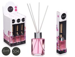 Acorde Mikado Orquidea 30 ml Diffuseur parfum d'intérieur avec bâtonnets en rotin, rose, verre et bois, dimensions 4,4 x 2,9 x 7,9 cm (Set de 24)