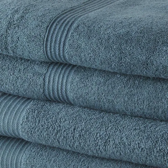 Today - Lot de 2 serviettes de bain 50x90 cm + 2 draps de bain 70x130 cm - Coton 450 g/m² - Modèle Paon