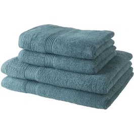 Today - Lot de 2 serviettes de bain 50x90 cm + 2 draps de bain 70x130 cm - Coton 450 g/m² - Modèle Paon