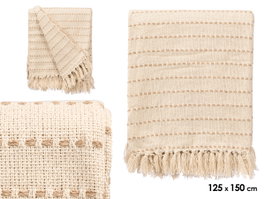 GIFTDECOR MULTIUSOS RAYAS PUNTO CREMA 125X150CM
