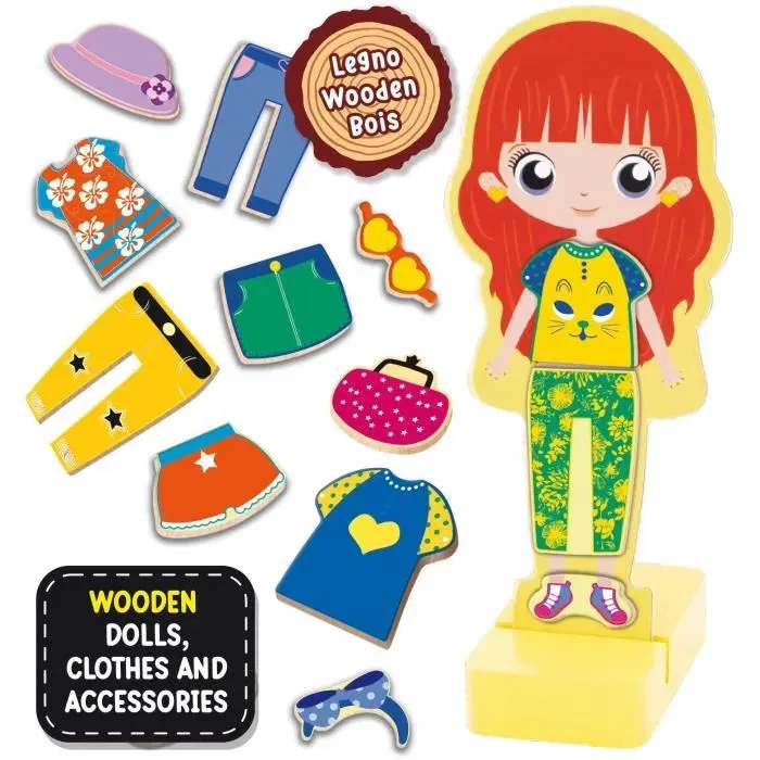 Lisciani Jeu Créatif Montessori Poupée Magnétique en Bois pour l'Éveil et l'Imagination, Style Montessori - LISCIANI