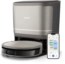Philips XU9100/10 - Robot aspirateur laveur avec station d'auto-vidange, navigation LiDAR D-ToF, 8000 Pa, filtre HEPA lavable, application HomeRun, Série 9000