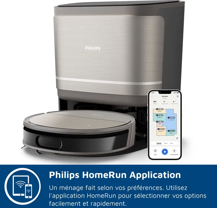 Philips XU9100/10 - Robot aspirateur laveur avec station d'auto-vidange, navigation LiDAR D-ToF, 8000 Pa, filtre HEPA lavable, application HomeRun, Série 9000 Philips XU9100/10 - Robot aspirateur laveur avec station d'auto-vidange, navigation LiDAR D-ToF, 8000 Pa, filtre HEPA lavable, application HomeRun, Série 9000