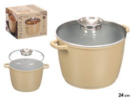 KINVARA Cacerola ronde haute induction forgée beige 24cm