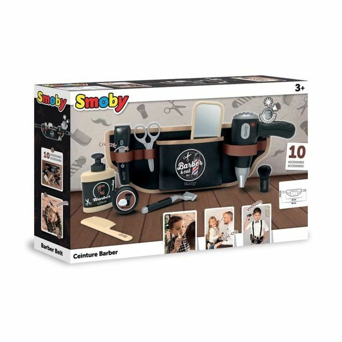 Smoby Barber & cut - Ceinture de barbier coiffeur réglable Noir