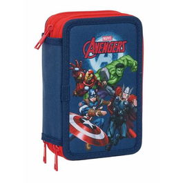 Pochette à crayons triple The Avengers Blue marine 12,5 x 19,5 x 5,5 cm 37 Pièces