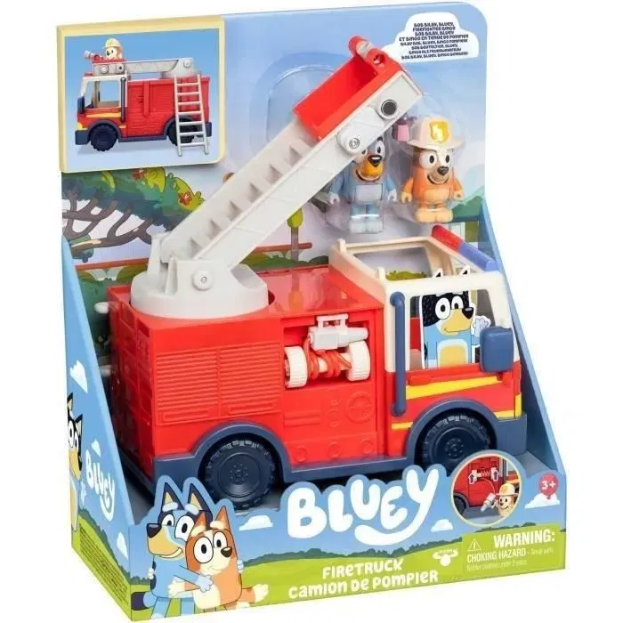 Moose Toys Bluey - Camion de pompiers avec figurines Bluey et Bingo, échelle amovible et accessoires - Jouet pour enfants dès 3 ans