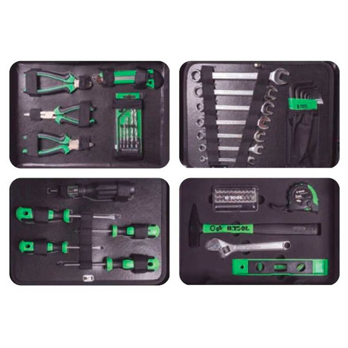 DUVER Maletin Kit d'outils 63 pièces dans coffret pour bricolage - Outillage de base complet avec alicates, tournevis, marteau et clés