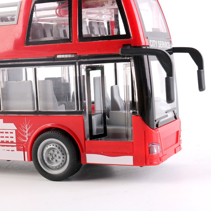Tachan Autobus de ville à friction et à sons et lumières rouge, échelle 1:16, avec piles, langues multiples, pour enfants 3 ans et plus