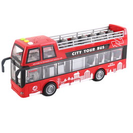 Tachan Autobus de ville à friction et à sons et lumières rouge, échelle 1:16, avec piles, langues multiples, pour enfants 3 ans et plus