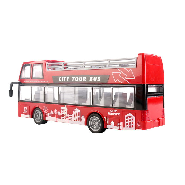 Tachan Autobus de ville à friction et à sons et lumières rouge, échelle 1:16, avec piles, langues multiples, pour enfants 3 ans et plus