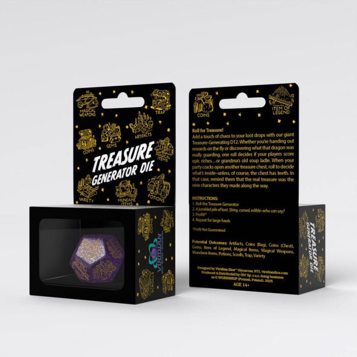 Viridian Jumbo dé Treasure Generator Die D12 Shimmering Purple