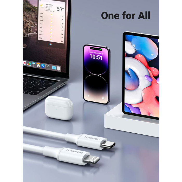 UGREEN Câble Lightning USB-C vers Lightning 1 m Blanc