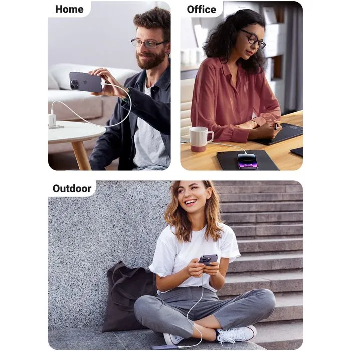 Ugreen - Câble USB-C vers Lightning en silicone blanc 1 m - Compatible iPhone, iPad - Recharge rapide et transfert de données