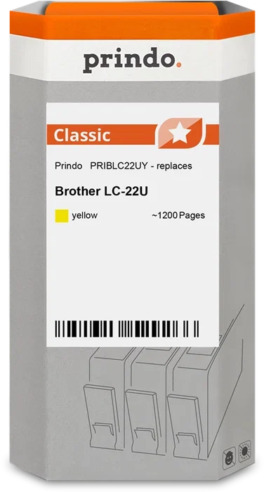 Prindo Classic Cartouche d'encre jaune compatible Brother LC22UY – 1 200 pages Prindo Classic Cartouche d'encre jaune compatible Brother LC22UY – 1 200 pages