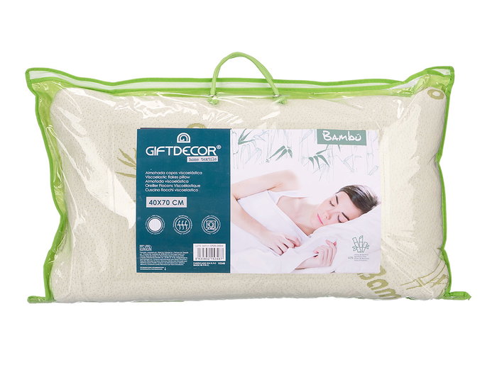 Giftdecor Oreiller Mémoire de Forme Bambou 40x70 cm avec Housse Amovible (Set de 6)