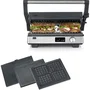 Severin KG 2380 - Gril 3-en-1 Gaufrier Croque-Monsieur - 2000 W - 3 jeux de plaques interchangeables antiadhésives - Écran LED - Noir/Inox