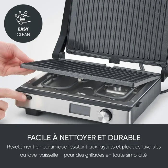 Severin KG 2380 - Gril 3-en-1 Gaufrier Croque-Monsieur - 2000 W - 3 jeux de plaques interchangeables antiadhésives - Écran LED - Noir/Inox