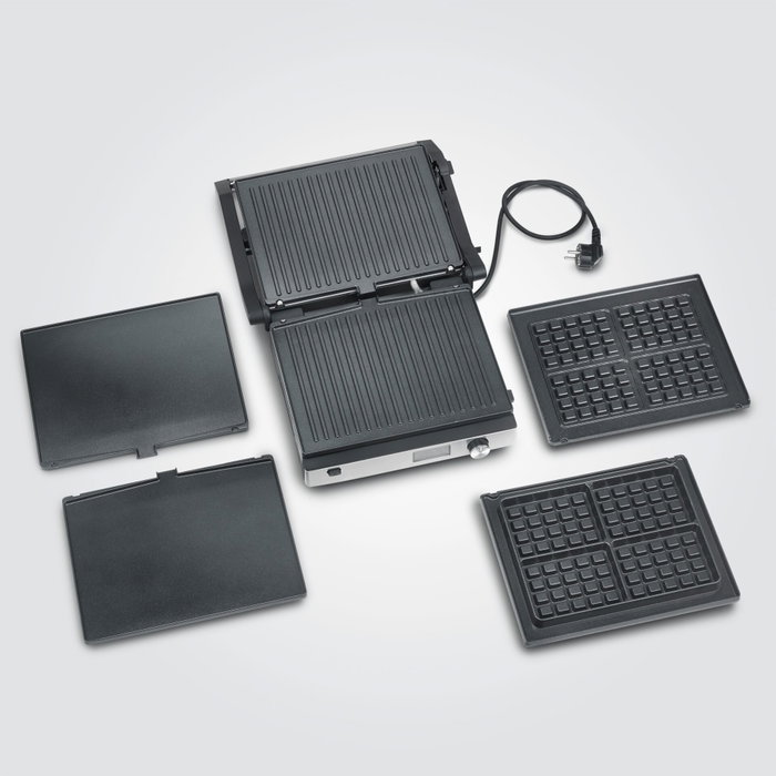 Severin KG 2380 SEVINI Flex Contact Grill, 3 jeux de plaques, 2000 W, Noir / Inox Severin KG 2380 SEVINI Flex Contact Grill, 3 jeux de plaques, 2000 W, Noir / Inox