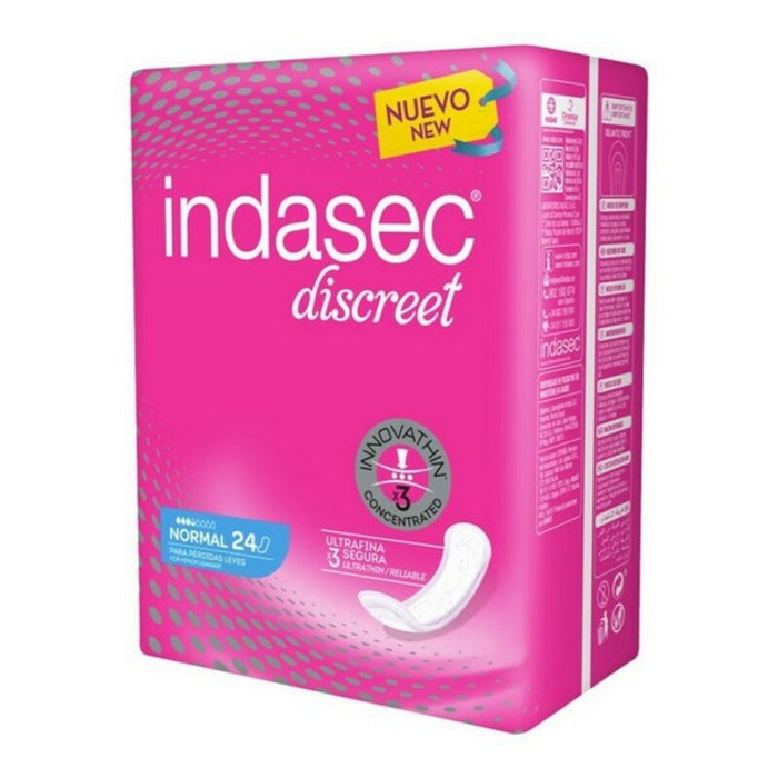 Indasec DISCREET Compresse pour Incontinence Normale, 24 unités