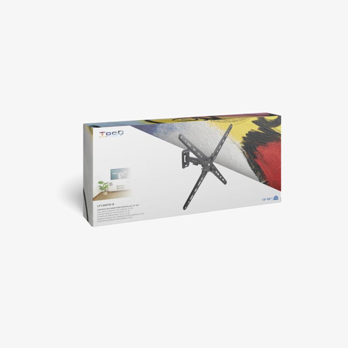 TooQ LP1355TN-B Support mural pour TV VESA 75x75 à 400x400, inclinaison +/-15°, rotation +/-90°, charge max 25 kg