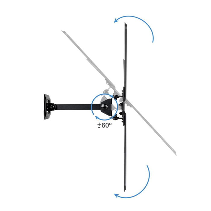 TooQ LP1355TN-B Support mural pour TV VESA 75x75 à 400x400, inclinaison +/-15°, rotation +/-90°, charge max 25 kg