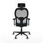 Piqueras y Crespo Chaise de Bureau avec Appui-tête 3D036G2 Gris Vert pétrole