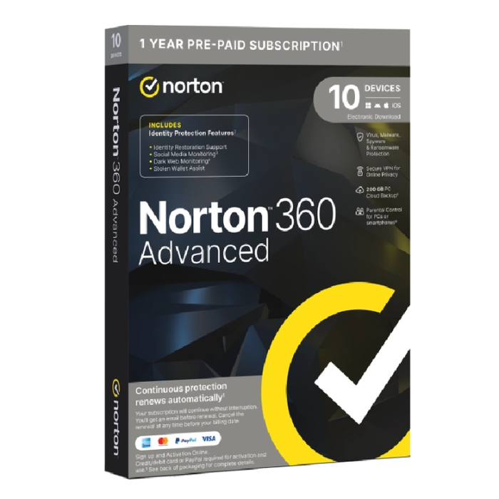 Norton 360 Advanced 200 Go 1 Utilisateur 10 Appareils 1 An Box Version Espagnol Norton 360 Advanced 200 Go 1 Utilisateur 10 Appareils 1 An Box Version Espagnol