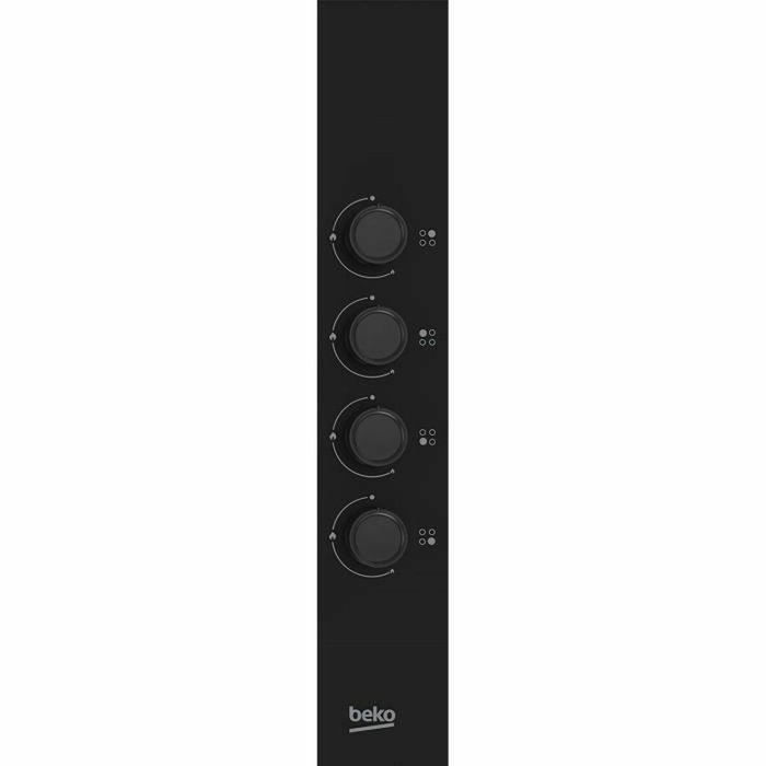 Beko HIGG64123SB - Table de cuisson à gaz 4 feux 60 cm, noir