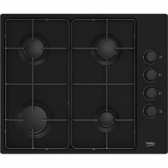 Beko HIGG64123SB - Table de cuisson à gaz 4 feux 60 cm, noir