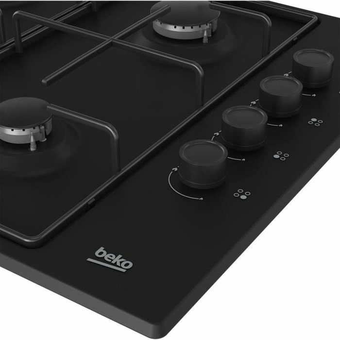 Beko HIGG64123SB - Table de cuisson à gaz 4 feux 60 cm, noir