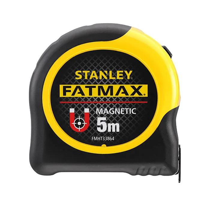 Stanley STANLEY Ruban à Crochet Magnétique Mylar 5m x 32mm - Revêtement Anti-Abrasion - Largeur 32mm pour Lecture Facile Intérieur/Extérieur