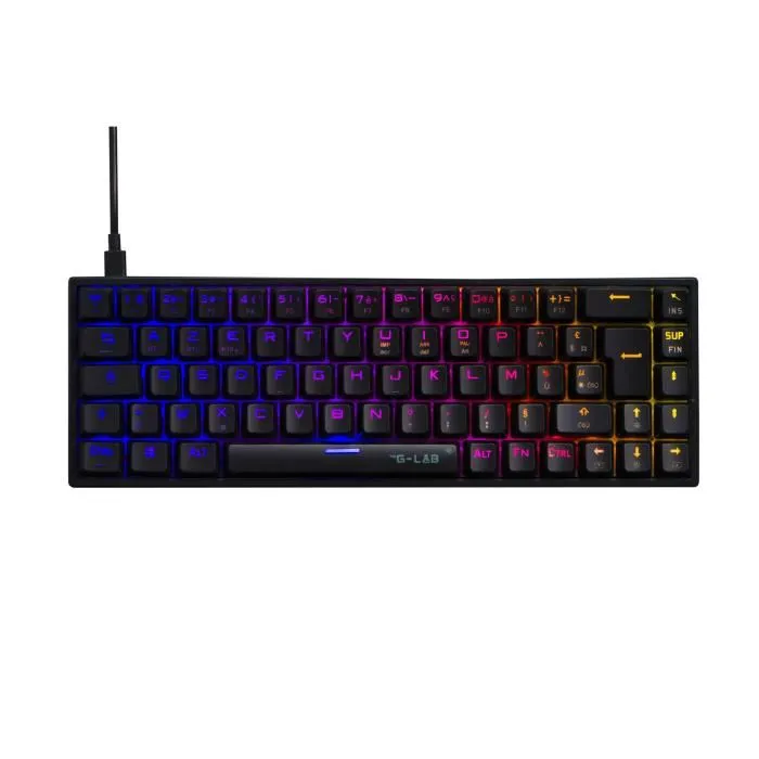 Clavier Gamer Mécanique Filaire The G-Lab KEYZ TITAN - Format 65%, Switches Outemu Rouge, Rétroéclairage RGB, Anti-Ghosting, Noir