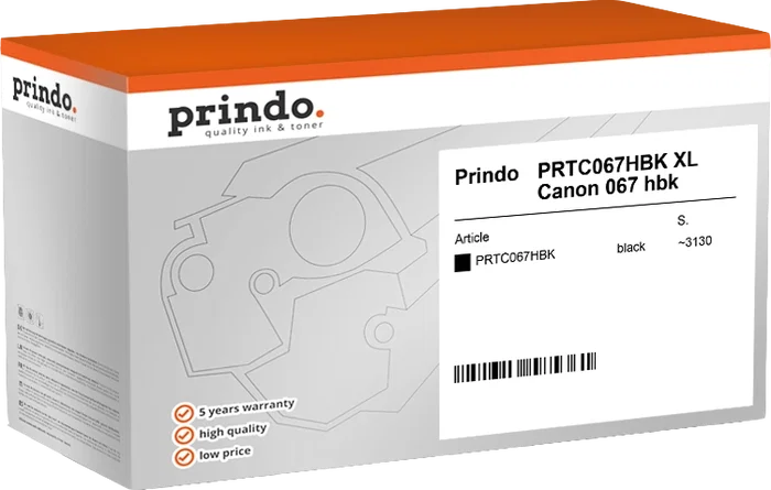 Prindo Classic XL Toner noir compatible Canon 067 HBK, ~3130 pages Prindo Classic XL Toner noir compatible Canon 067 HBK, ~3130 pages