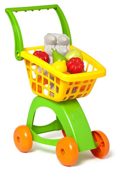 Molto - Chariot de supermarché jouet 58 cm avec accessoires - Voiturette d'imitation pour enfant dès 1 an