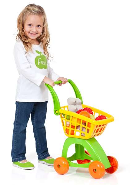 Molto - Chariot de supermarché jouet 58 cm avec accessoires - Voiturette d'imitation pour enfant dès 1 an